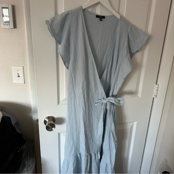 Light Blue Tie Front Dress - Picture 1 of 11